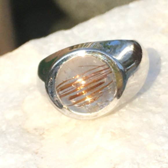 Rutilated Quartz .925 Silver Ring Natural Gemstone Size 5 - Picture 11 of 16